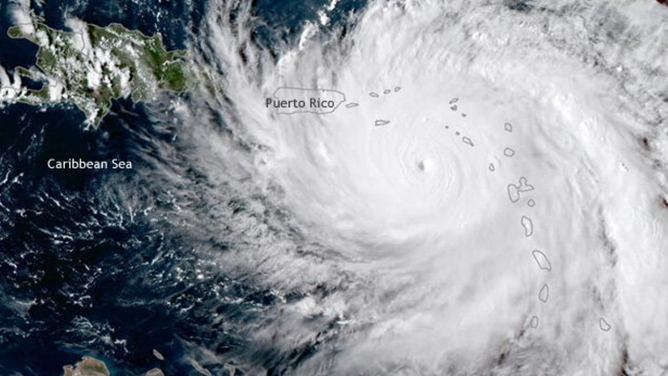 Hurricane Maria in 2018 satellite image.