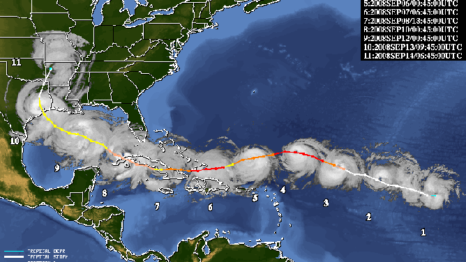 Hurricane Ike satellite composite 2008.