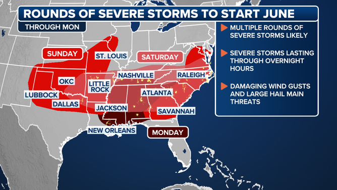 Map of recent severe weather risks