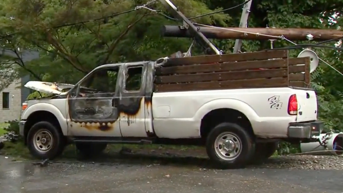 Truck damaged in DC storms