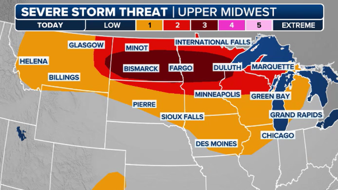 This graphic shows the severe weather threat for Friday, June 20, 2025.