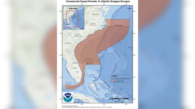 Red snapper Atlantic Ocean map