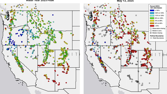 Snowmelt deficits across the western U.S.