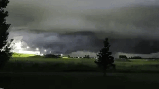 Timelapse footage captured by Seth Owens, and shows a tornado touching down in Bismarck, North Dakota, on Friday, June 27, 2025.