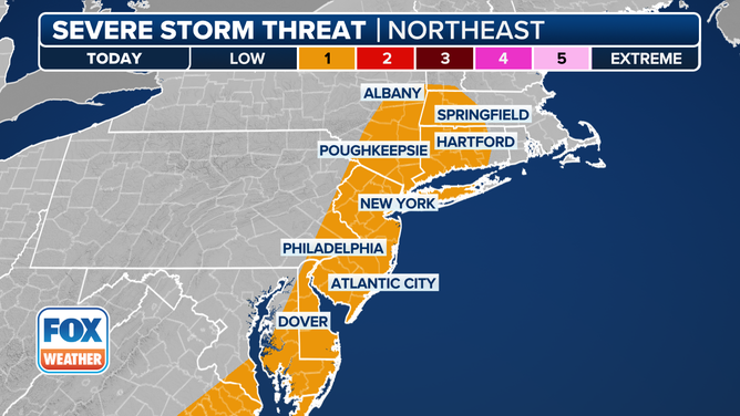 This graphic shows the threat of severe weather for Tuesday, June 10, 2025.