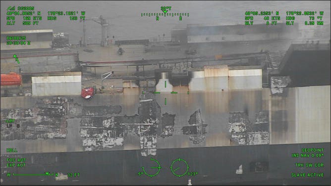 The Morning Midas cargo ship before it capsized and sank 450 miles southwest of Adak on Monday.
