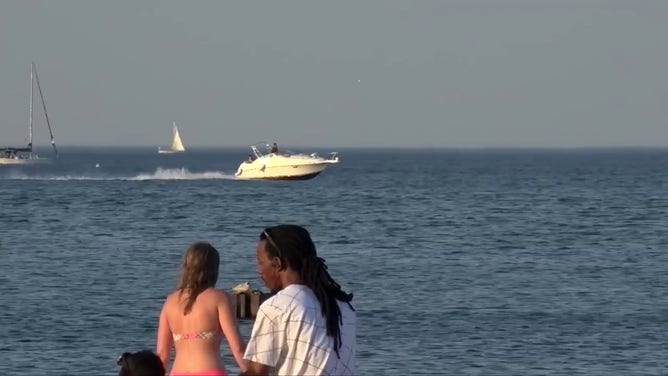 This image shows a boat on Lake Michigan in Chicago.