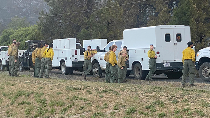 This image shared by the Kittitas County Sheriff's Office in Washington shows crews ready to respond to the Red Bridge Fire on June 9, 2025.