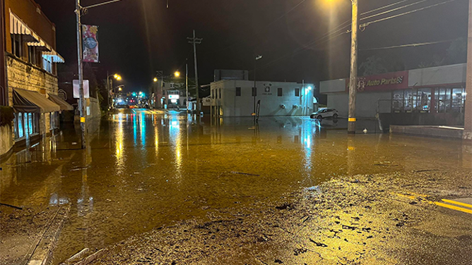 This image shows flooding in Wheeling, West Virginia, on Saturday, June 14, 2025.