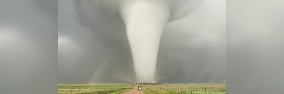 See it: Massive tornado in Nebraska rolls through farmland for an hour as rainbow forms beside it