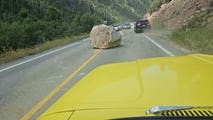 Car-sized boulder falls onto a Colorado highway