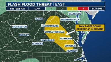 Virginia faces 'dangerous' risk of urban flash flooding amid relentless thunderstorms
