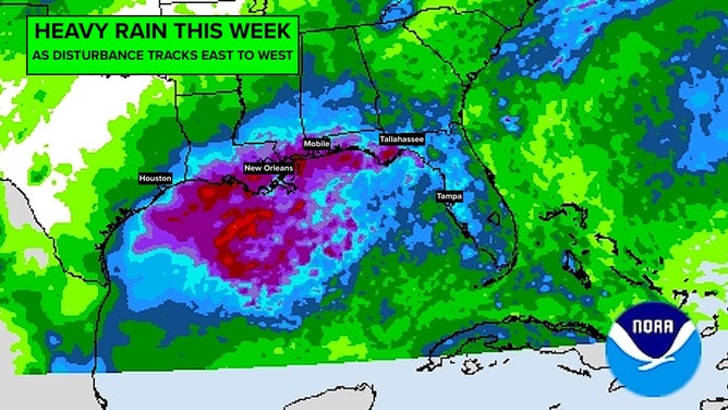 The circulation around the heat dome high-pressure system to the north will propel the developing disturbance across the northern Gulf toward Texas.