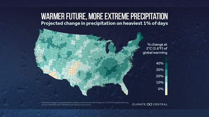 Climate Central Map - more extreme precipitation