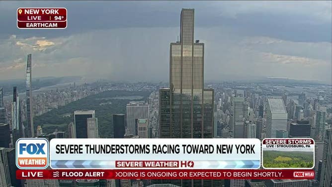 Severe Thunderstorm Warning issued for New York City.