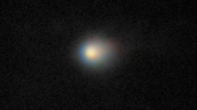 Comet 3I/ATLAS is captured in this image by the Gemini North telescope. The incredible sensitivity of Gemini North's Multi-Object Spectrograph (GMOS-N) reveals the comet’s compact coma — a cloud of gas and dust surrounding its icy nucleus.