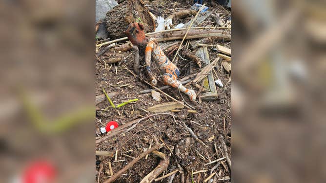 A paisley monkey found in the rubble outside Billy Gene's. The restaurant hopes to find the owner of the animal to reunite them.