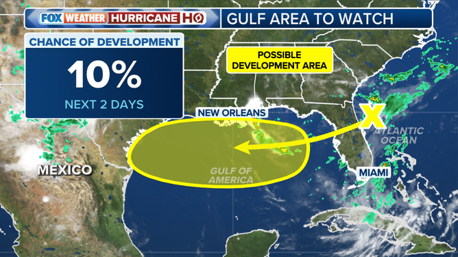 This graphic shows an area to watch for possible tropical development.