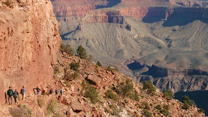 Hikers below Cedar Ridge on the South Kaibab Trail.