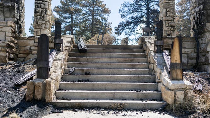 July 18 photo of the entrance steps that led to the North Rim Visitor Center. The building was destroyed by the Dragon Bravo Fire July 12-13, 2025.
