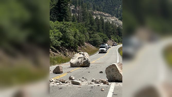 Car-sized boulder falls onto a Colorado highway on 7/26/2025