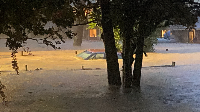 Flooding in Chapel Hill caused by the remnants of Tropical Depression Chantal on Sunday, July 6, 2025.