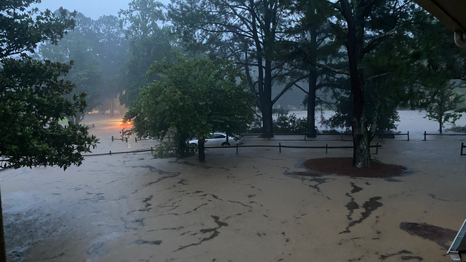 Flooding in Chapel Hill caused by the remnants of Tropical Depression Chantal on Sunday, July 6, 2025.