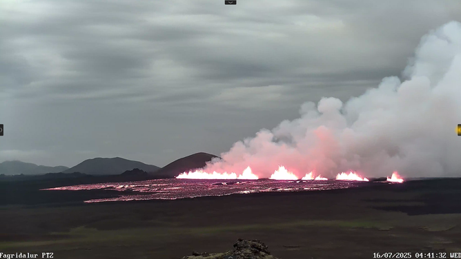 Image of the eruption fissure on Wednesday, July 16, 2025.