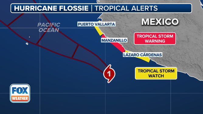 This graphic shows the tropical storm watches and warnings for Hurricane Flossie.