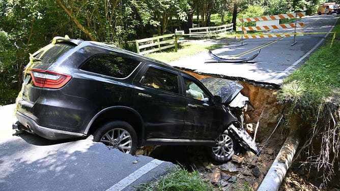First named Tropical Storm Chantal brings devastation and flooding to central North Carolina and the Chapel Hill area in Chapel Hill, North Carolina, United States on July 7, 2025.