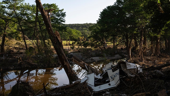 Debris along the Guadalupe River in Kerrville, Texas, US, on Thursday, July 10, 2025.