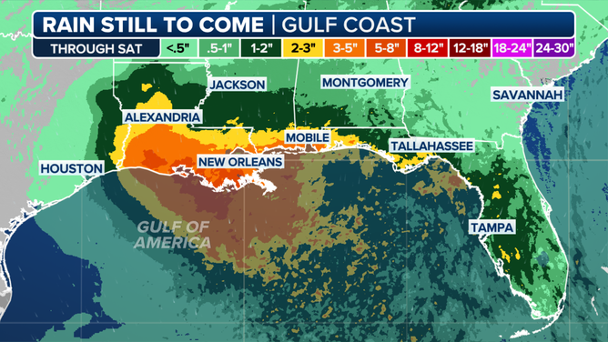 Gulf Coast rain threat.