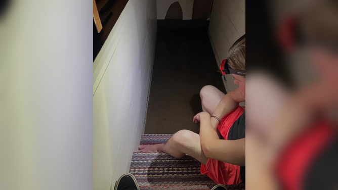 Photo of the water nearing the attic where Matteson and her family sought refuge.