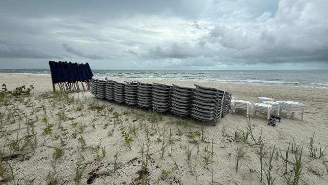 Stormy skies hover implicit    the beaches successful  Naples, Florida connected  July 3, 2025.
