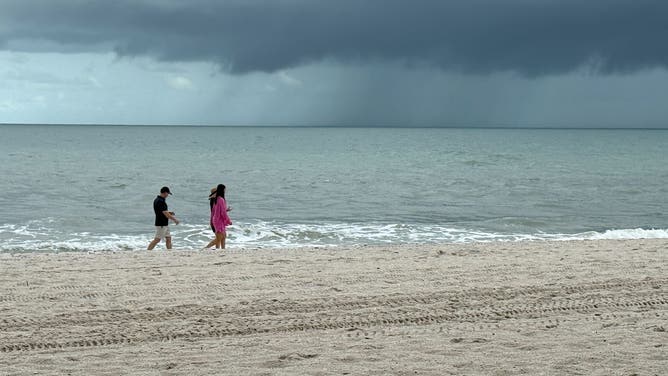 Stormy skies hover implicit    the beaches successful  Naples, Florida connected  July 3, 2025.