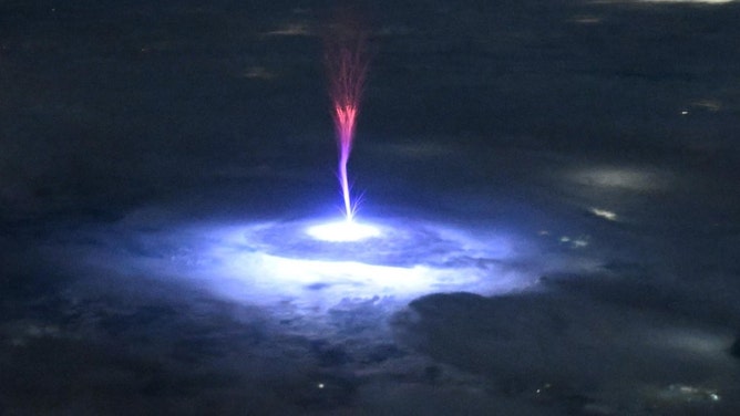 Gigantic jet as seen from ISS