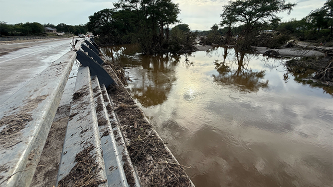 This image shows the aftermath of historic and deadly flooding in Kerrville, Texas.