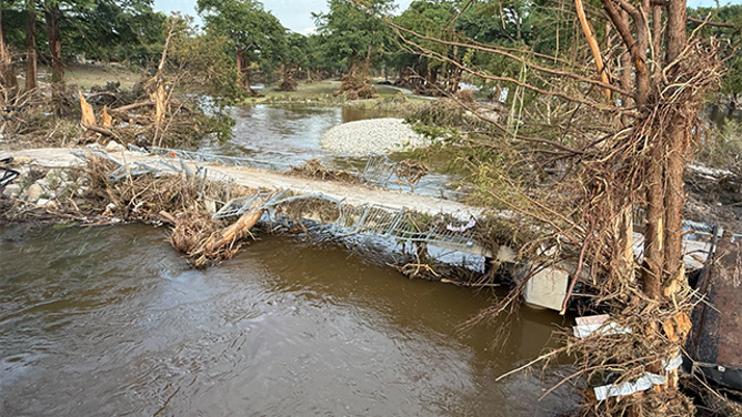 This image shows damage left behind after historic and deadly flooding in Kerrville, Texas.