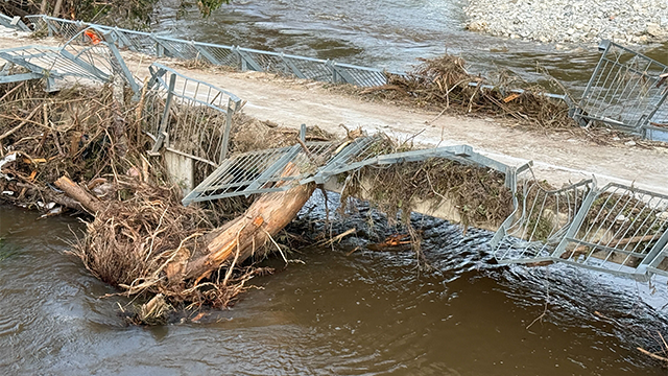 This image shows damage left behind after historic and deadly flooding in Kerrville, Texas.