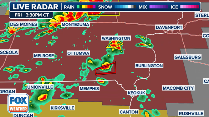 Tornado-warned storm moves through southeast Iowa