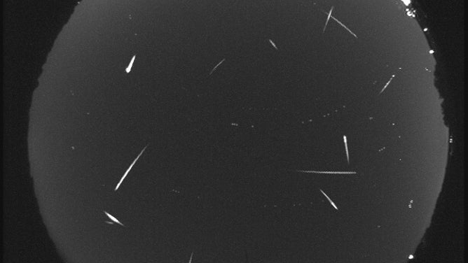 This image composite from July 30, 2014, shows 14 bright meteors seen from Huntsville, Alabama, and includes Southern Delta Aquariids, Alpha Capricornids and the Perseids.