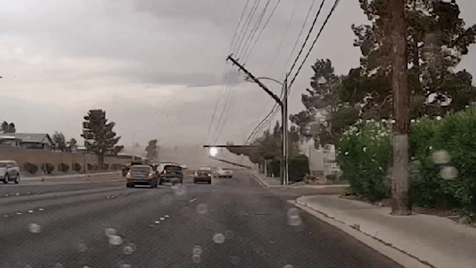 Power poles drawback   implicit    Las Vegas roadworthy  connected  Tuesday afternoon.