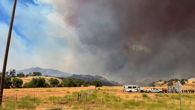Smoke from the Madre Fire in San Luis Obispo County, California on July 2, 2025.