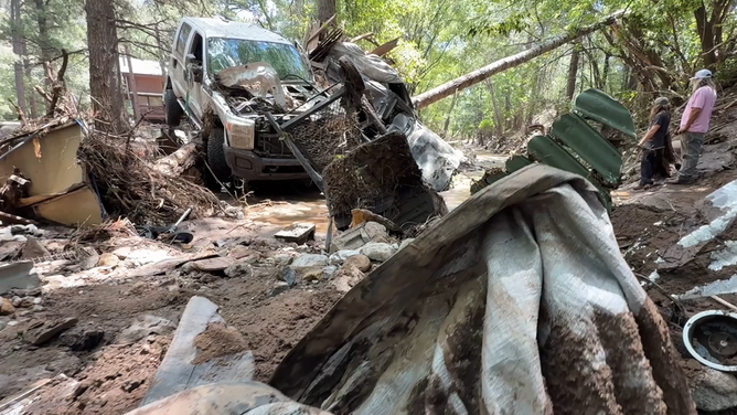 Damages left behind from deadly flooding in Ruidoso, New Mexico.