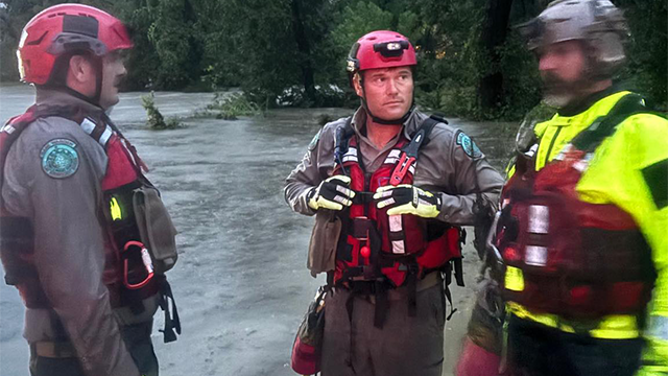 The Texas Game Wardens shared this photo of first responders during flash flooding on July 13, 2025.