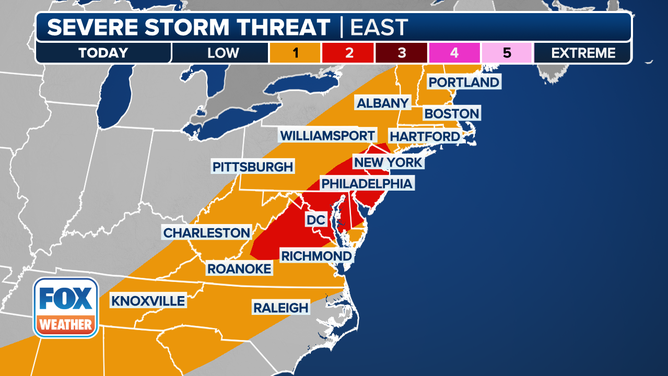 This graphic shows the terrible  upwind  menace  for Tuesday, July 1, 2025.
