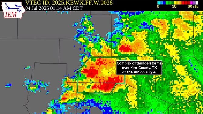 Late on July 3 into early July 4, a dying complex of thunderstorms was re-energized by the extremely humid, tropical air over the Hill Country of Texas