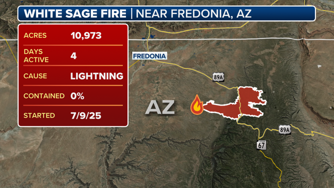 White Sage Fire burns near Grand Canyon National Park.
