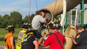 See it: Connecticut man freed from enclosed playground slide in sweltering heat