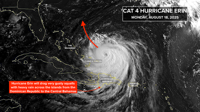 This satellite image shows Hurricane Erin on Aug. 18, 2025.
